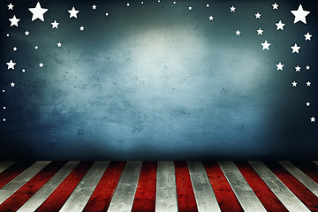 Image showing Star, America and graphic with stripes for illustration, theme or abstract background of banner. Empty, mockup space and symbol of bravery or independence in the USA for heritage, glory or victory