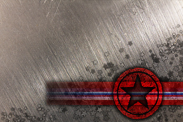 Image showing Star, badge and graphic with banner for illustration, theme or abstract on a gray studio background. Empty, mockup space and symbol of American bravery or independence for USA icon, heritage or glory