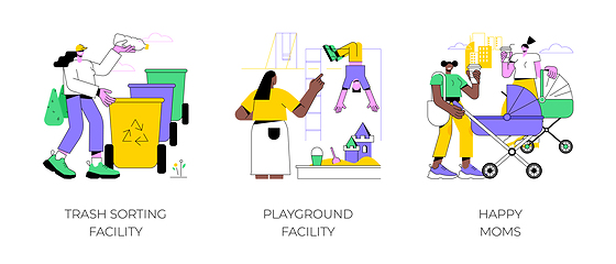 Image showing City park environment isolated cartoon vector illustrations.