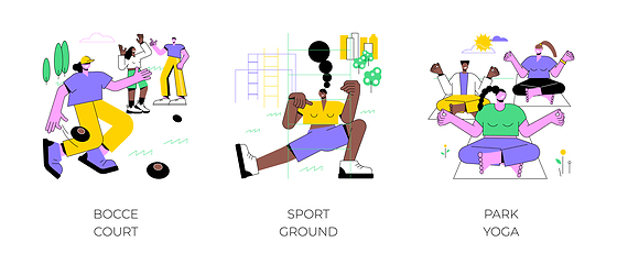 Image showing Sport in the city park isolated cartoon vector illustrations.