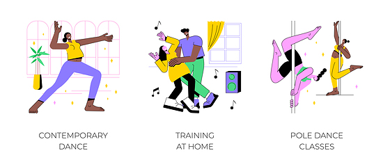 Image showing Dancing classes isolated cartoon vector illustrations.