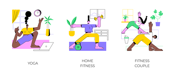 Image showing Home workout isolated cartoon vector illustrations.