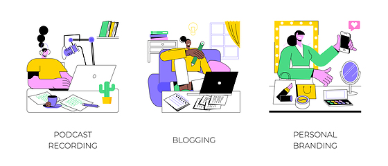 Image showing Blogger life isolated cartoon vector illustrations.
