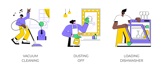 Image showing Cleaning day isolated cartoon vector illustrations.