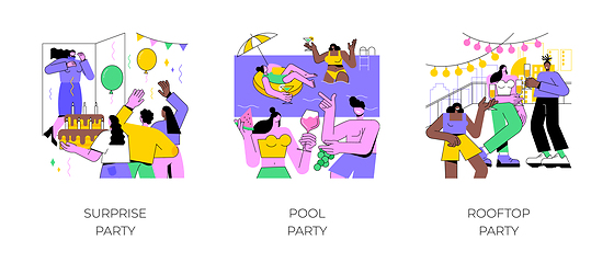 Image showing Birthday celebration isolated cartoon vector illustrations.