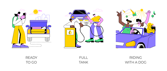 Image showing Travel by car isolated cartoon vector illustrations.