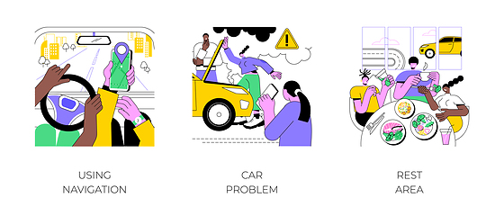 Image showing Road trip isolated cartoon vector illustrations.