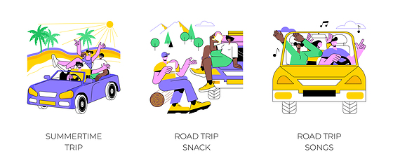 Image showing Summer road trip isolated cartoon vector illustrations.