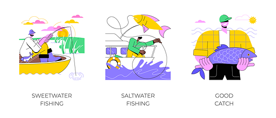 Image showing Fishing isolated cartoon vector illustrations.