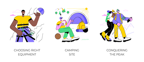 Image showing Mountaineering isolated cartoon vector illustrations.