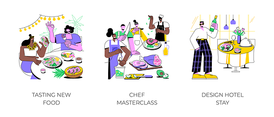 Image showing Gastronomy tour isolated cartoon vector illustrations.