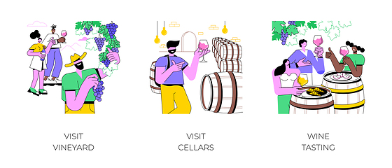 Image showing Wine tour isolated cartoon vector illustrations.