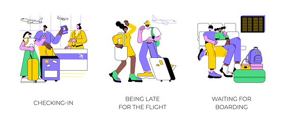 Image showing Traveling by plane isolated cartoon vector illustrations.