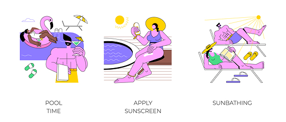 Image showing Pool time isolated cartoon vector illustrations.