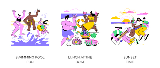 Image showing Summer holidays isolated cartoon vector illustrations.