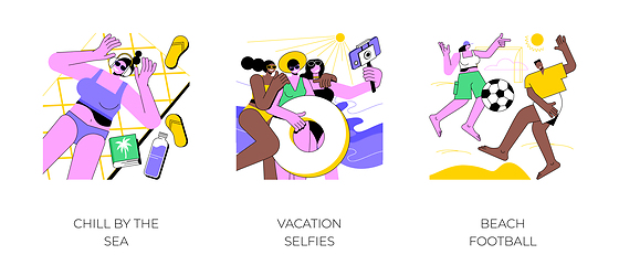 Image showing Beach time isolated cartoon vector illustrations.