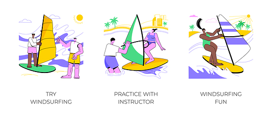 Image showing Windsurfing isolated cartoon vector illustrations.