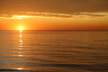 Image showing Amazing bright sunrise at the sea