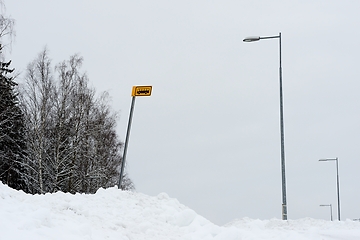 Image showing bus stop outside the city in winter somewhere in Finland