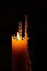 Image showing burning honeycomb candle 