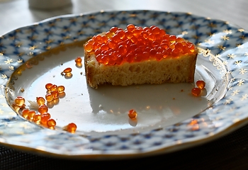 Image showing bread with red caviar 