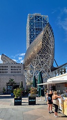 Image showing BARCELONA, SPAIN - APRILL 2, 2024: Large metal structure on sidewalk