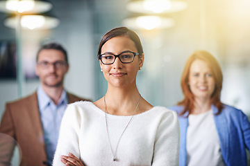 Image showing Portrait, people or business as team, leadership or confidence in staff diversity in Atlanta. Businesswoman, office worker or colleague in commitment together in professional, corporate or company