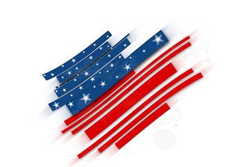 Image showing Abstract, graphic and American flag for country pride, stars and stripes design on white background. USA, illustration or wallpaper with heritage, Independence Day celebration and blue with red