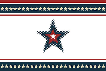 Image showing Star, America and graphic with stripes on banner for illustration, theme or abstract on themed background. Empty, mockup space and symbol of bravery or independence in the USA for heritage or glory