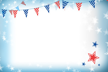 Image showing Star, America and graphic with party banner for illustration, theme or abstract background. Empty, mockup space and symbol with pattern and shapes for USA Independence Day, invitation or heritage