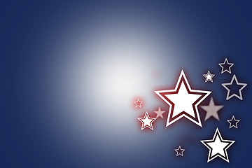 Image showing Stars, graphic and American flag with gradient background for country pride, mockup space and abstract. USA, illustration or wallpaper with heritage, Independence Day celebration and blue with red