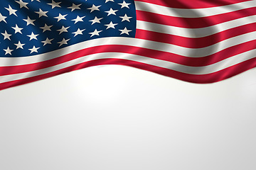 Image showing American flag, stars and stripes for country with wallpaper, graphic or background with mockup space. Red, blue and white, pride and US history with Independence day celebration, event and patriotism