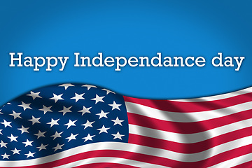 Image showing Banner, USA and independence day with American flag of theme, graphic or billboard poster on a blue or abstract background. Empty, mockup space or text with pattern, stars or stripe of country icon