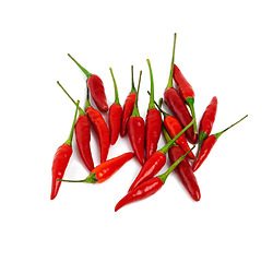 Image showing Chili, closeup and studio for health, wellness or organic diet on countertop. Tasty food, nutrition or produce for eating, gourmet and meal or cuisine with vitamins or spice on white background