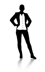 Image showing Silhouette, confident or business person by white background and professional in corporate job. Creative worker, designer and illustration of pride in startup company and ambition in fashion agency