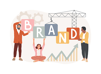 Image showing Brand building isolated concept vector illustration.