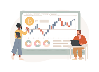 Image showing Cryptocurrency trading desk isolated concept vector illustration.