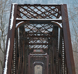 Image showing Converted Railroad Bridge in Winter