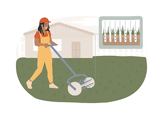Image showing Lawn aeration isolated concept vector illustration.