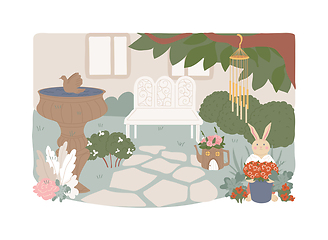 Image showing Garden ornaments isolated concept vector illustration.