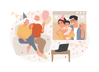 Image showing Online family party isolated concept vector illustration.