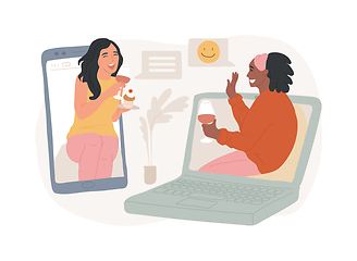 Image showing Online friends meeting isolated concept vector illustration.