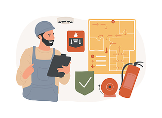 Image showing Fire alarm system isolated concept vector illustration.