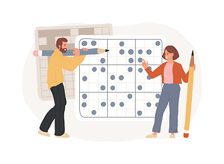 Image showing Do a crossword and sudoku isolated concept vector illustration.