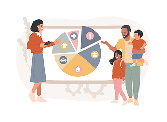 Image showing Family budget planning isolated concept vector illustration.