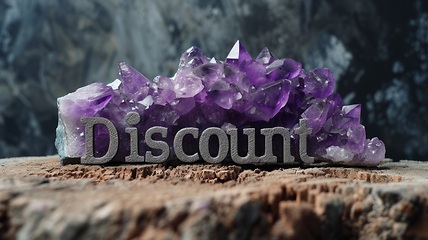 Image showing Amethyst Crystal Discount concept creative horizontal art poster.