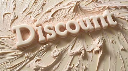 Image showing Beige Slime Discount concept creative horizontal art poster.