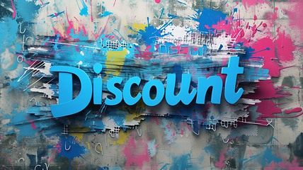 Image showing Blue Discount concept creative horizontal art poster.