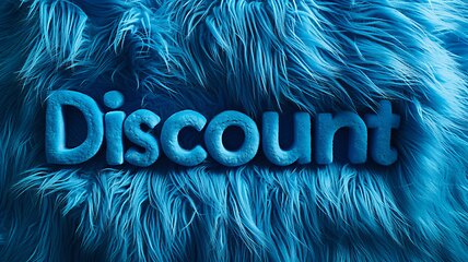 Image showing Blue Fur Discount concept creative horizontal art poster.