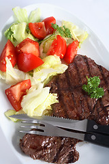 Image showing Steak and salad